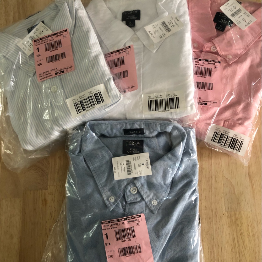 J.Crew Classic White and Pink Button-Down Shirts